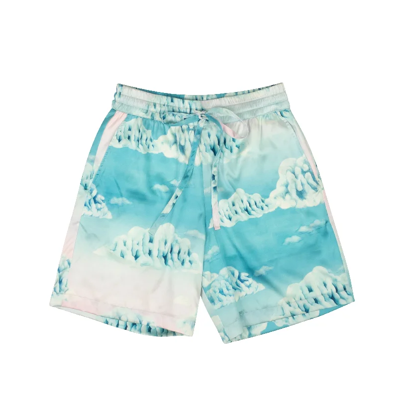 Light Blue Silk Cloud Design Shorts