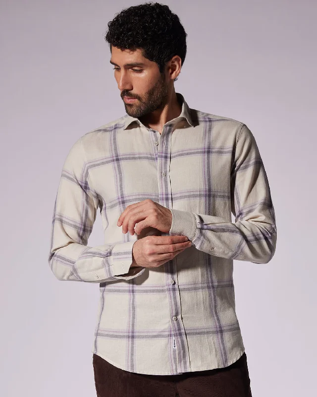 Japanese Twill Checked Shirt - Ecru