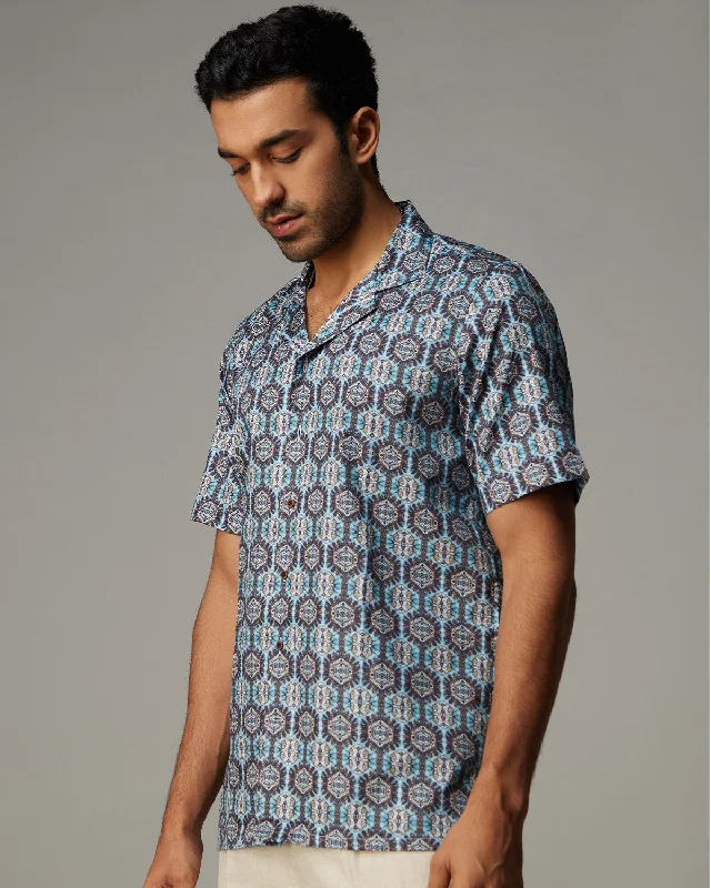 Tile Printed Shirt - Blue