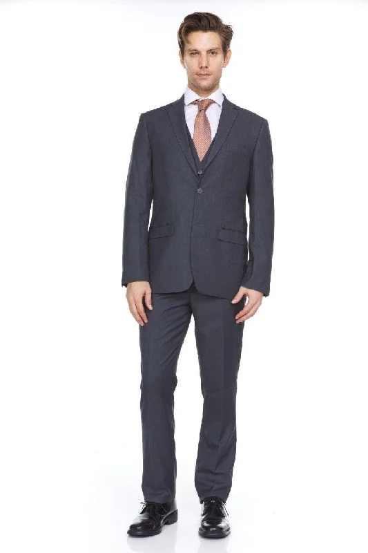 Ferera Collection-Men's 3 Piece Modern Fit Suit Color Gray