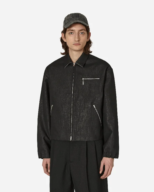 Wool-Blend Zip Jacket Black