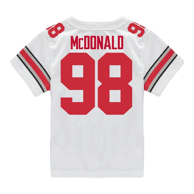 Ohio State Buckeyes Nike #98 Kayden McDonald Student Athlete White Football Jersey