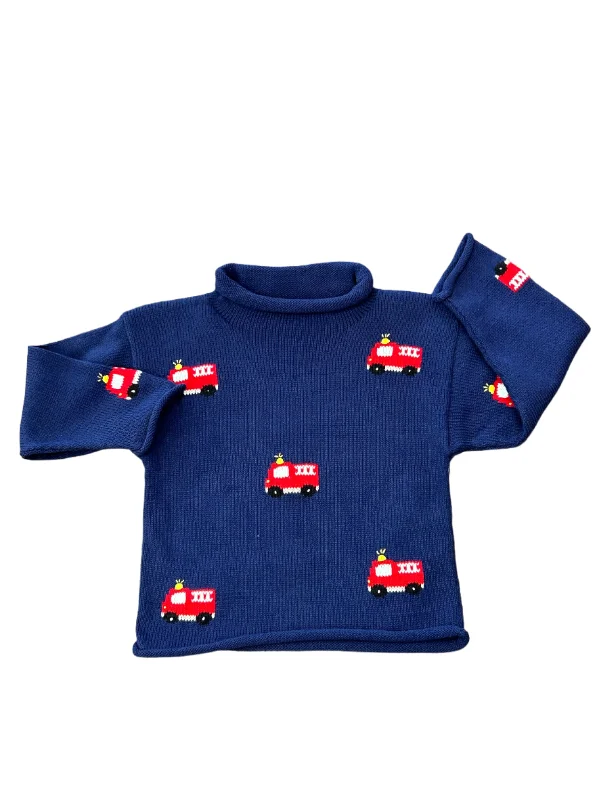 Fire Trucks All-Over Rollneck Sweater