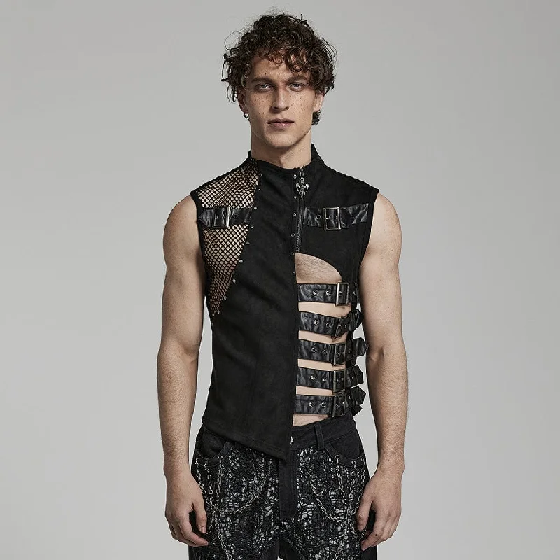 Men's Punk Cutout Buckles Vest