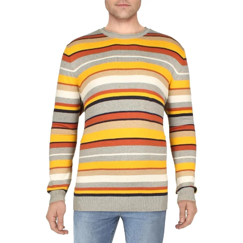 Mens Striped Knit Pullover Sweater