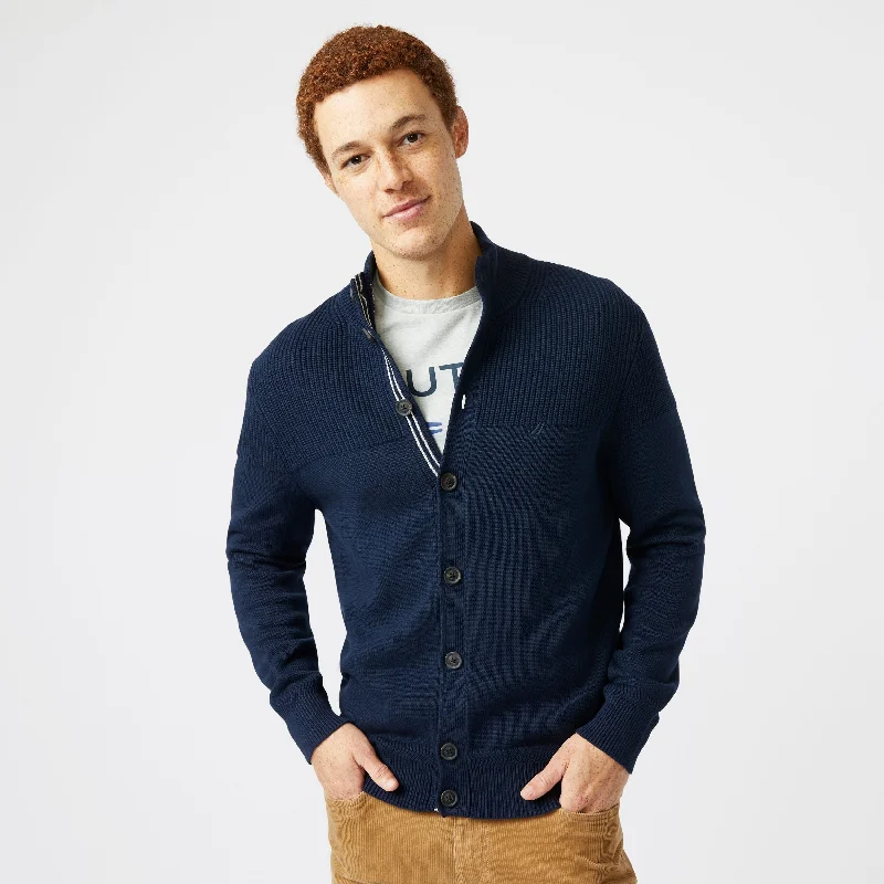 Nautica Mens Big & Tall Textured Button Cardigan